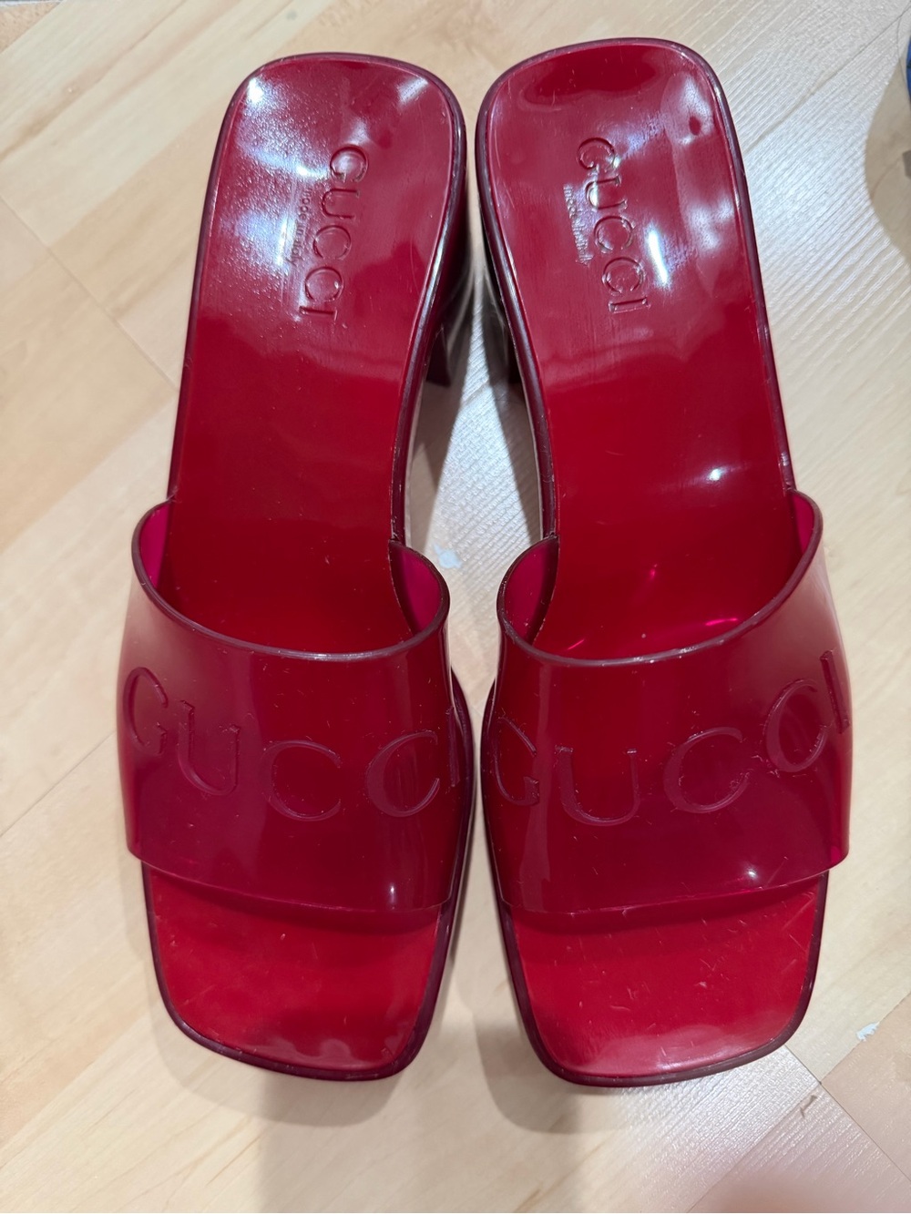Gucci red Jelly Slide Sandals - Picture 3 of 9